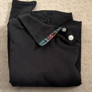 J. Crew Black Turtleneck with Colorful Plaid Accents